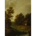 thumbnail image 2 of Cornelis Gerritsz Decker 14x18 Black Ornate Wood Framed Double Matted Museum Art Print Titled - Farms by a River with Rapids, 2 of 5