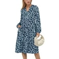 thumbnail image 3 of UVN Fall Dresses for Women Long Sleeve V Neck Midi Dress Casual Loose Flowy Swing Tiered Dress with Pockets, 3 of 9