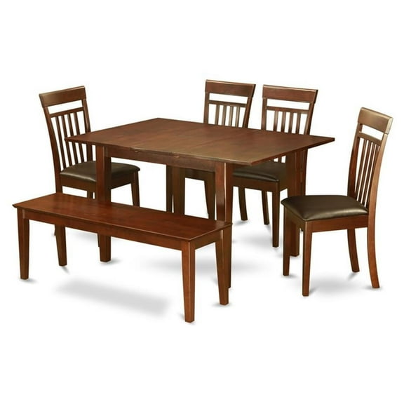 East West Furniture Norfolk 6-piece Wood Kitchen Set in Mahogany