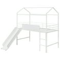 thumbnail image 4 of Metal House Bed With Slide, Twin Size Metal Loft Bed with Two-sided writable Wooden Board (White ), 4 of 9
