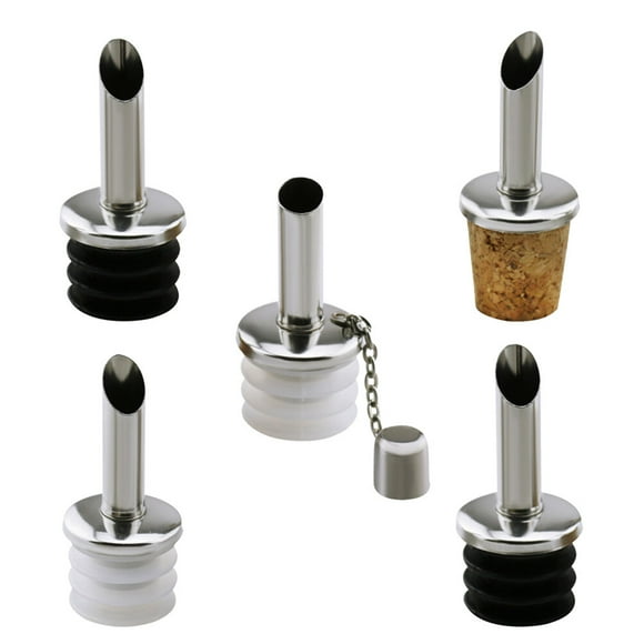 5 Pcs Verseurs d'Huile d'Olive en Acier Inoxydable Distributeur de Bouteilles de Liqueur Bec Verseur avec Couvercles Couleur Aléatoire