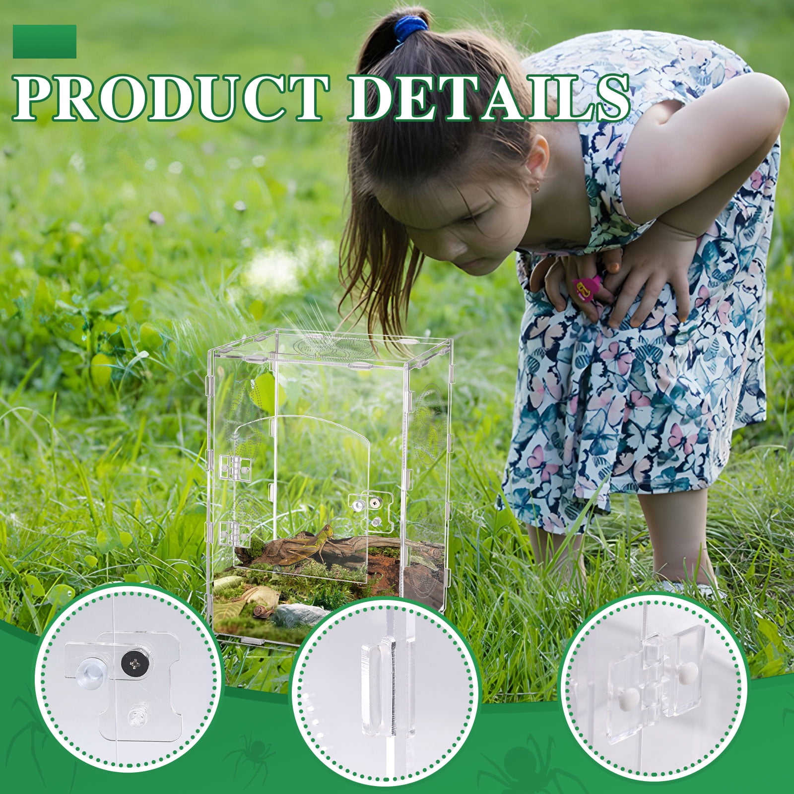 Jumping Spider Enclosure, 11.8x7.8x6 Inch Jumping Spider Enclosure Accessories, Tarantula Enclosure Accessories with Air Holes