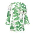 thumbnail image 5 of QATAINLAV Women's 3/4 Sleeve Tunic Tops Fashion Floral Printed Henley Shirts Casual Dressy V Neck Button Up Blouses Loose Ruched Flowy Pullover Green L, 5 of 6