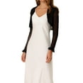 thumbnail image 4 of INSPIRE CHIC Mesh Shrug for Women's Ruffled Open Front Cropped Cardigan L Black, 4 of 7