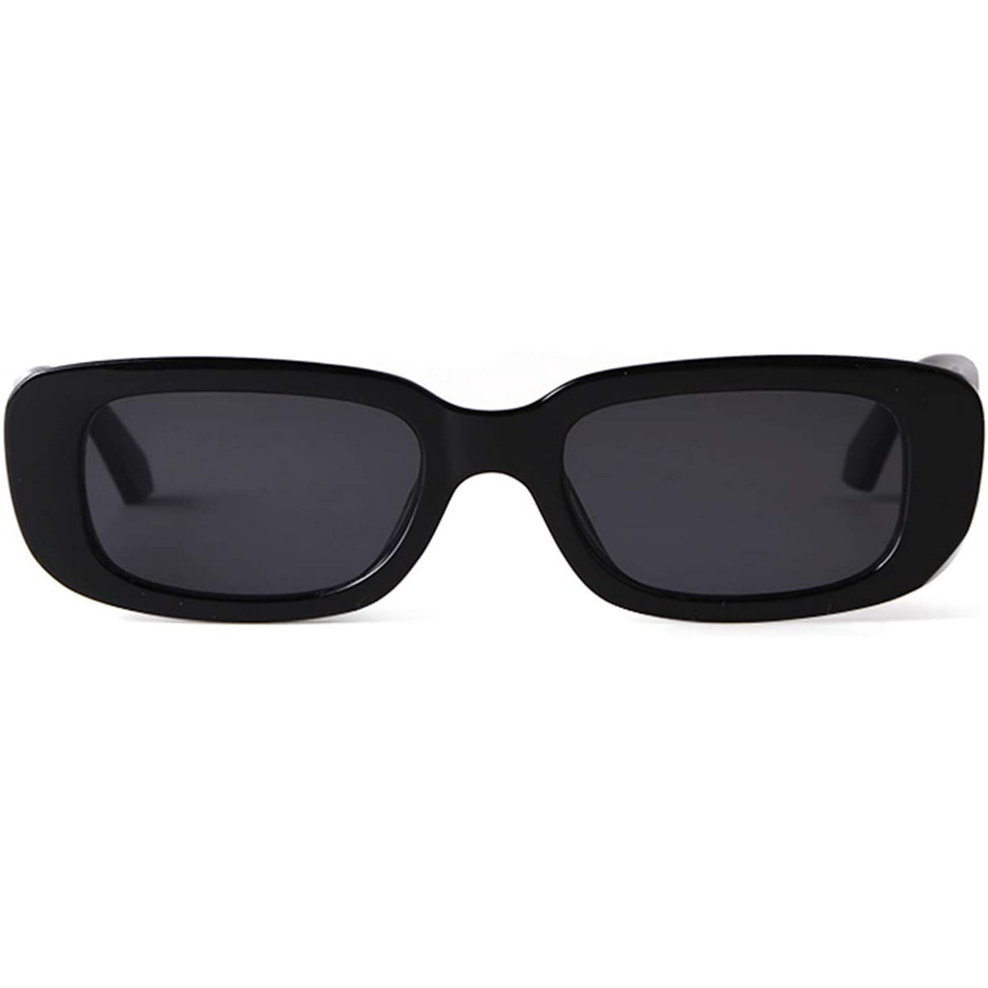 Yeater Rectangle Sunglasses For Women Men 90s Vintage Retro Sunglasses Square Frame Black Frame Grey Lens Other