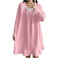 thumbnail image 5 of Kaemgyyd Womens Flannel Nightgowns Fall Winter Warm Fuzzy Fleece Sleep Dress Loose Long Sleeve Ruffle Hem Loungewear Shaggy Sleepwear, 5 of 7