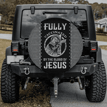 Lotusprinthandmade Beautiful Jesus Cross Spare Tire Cover Without Backup Camera Hole 6 Sizes (27 in.) , Faith-Inspired Tire Cover, Cozy Jesus-Themed Spare Tire Cover