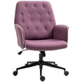 thumbnail image 2 of Vinsetto Spandex Home Office Chair, Tufted Height Adjustable Computer Desk Chair with Swivel Wheels and Padded Armrests, Purple, 2 of 9