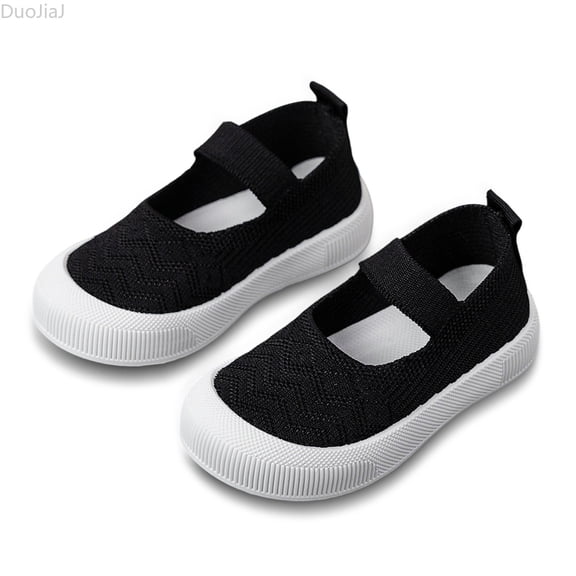DuoJiaJ Breathable Girls Casual Sneakers Lightweight Elastic Low Top Walking Shoes For Toddler Kids Outdoor Play Girls Athletic Shoes Size 6,Black