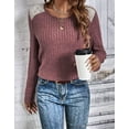 thumbnail image 2 of Womens Tunic Tops Ribbed Knit Long Sleeve Shirts Crewneck Lace Shoulder Elegant Blouses Tee Shermie, 2 of 6