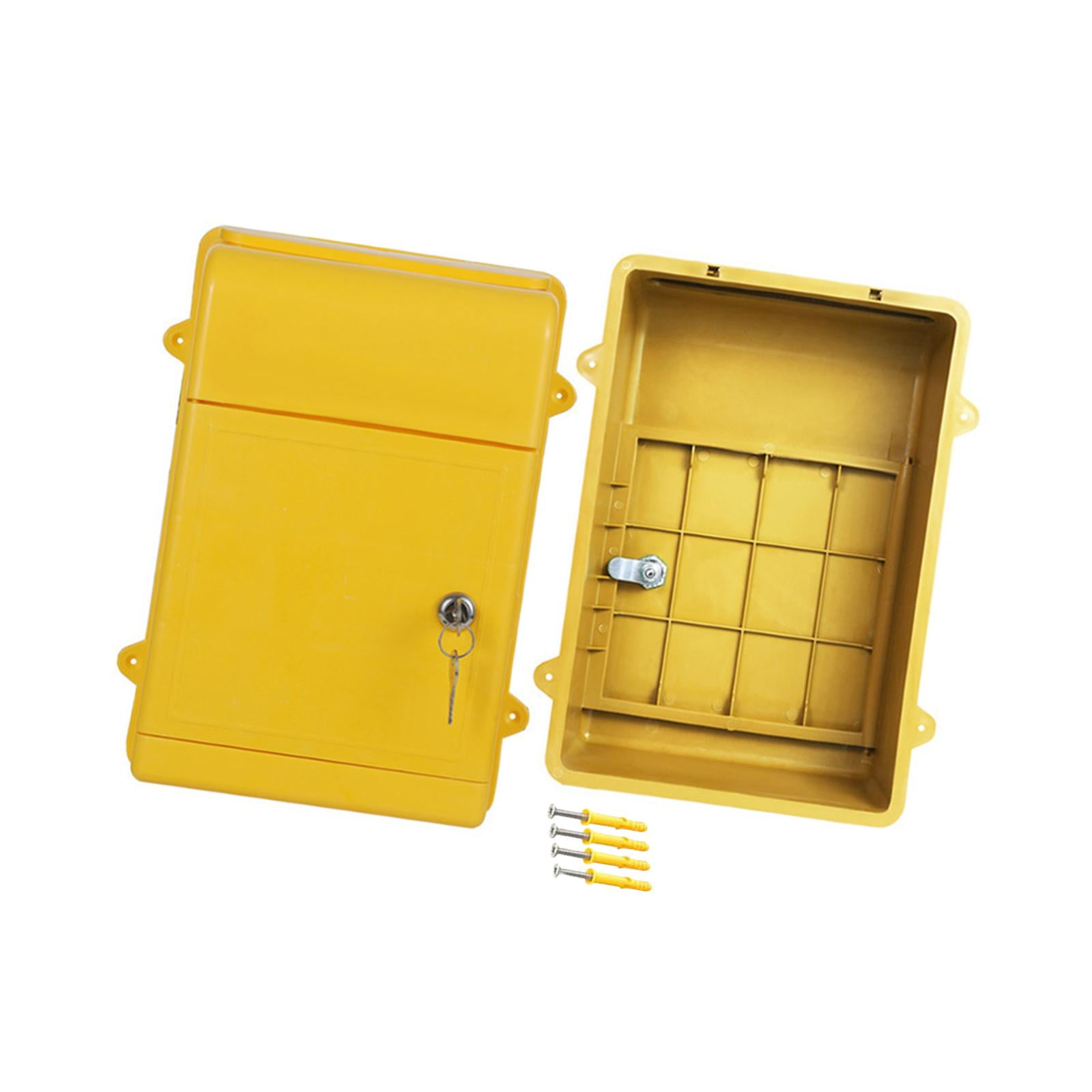 Baoblaze Wall Mount Mailbox Back Hollow Letter Box for Office Building Outdoor Street Yellow