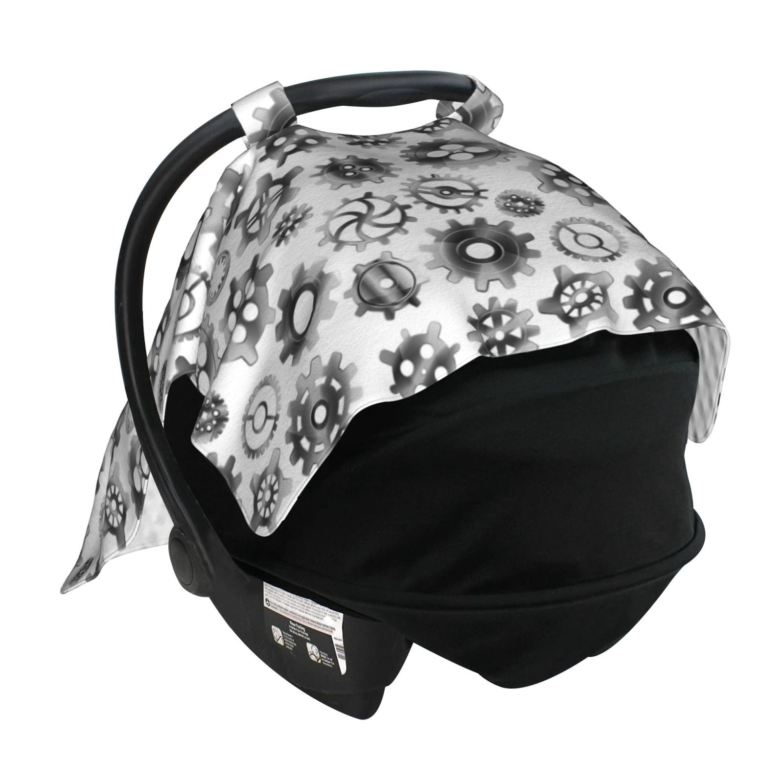 Car Seat Cover Baby - silver Gear Pattern Breathable Infant Car Seat Cover for Baby Carseat, Lightweight Comfort Baby Essentials Must Haves Newborn Stuff for Girl Boy