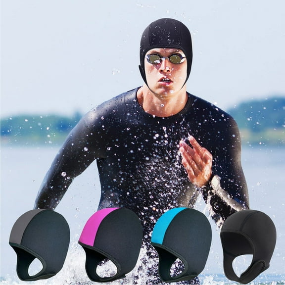 3mm Neoprene Diving Hood Swim Cap | Full Face Coverage Snorkeling Mask | Fast Dry Warm Windproof Sun Protection | Unisex Adult Watersports Hat | Scuba Surf Kayak Winter | 27-41cm, 1pc, Black