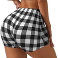 thumbnail image 2 of Naloa Black White Plaid Biker Shorts for Women Seamless Scrunch Short Women’s Yoga Shorts for Gym Running Sport Shorts - XX-Large, 2 of 9