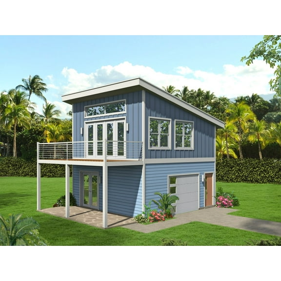 763-441: Modern Garage 0 Bed, 1 Bath Luxury Home Plan, 503 Sq Ft: Full Blueprints with License to Build by Home Plan Marketplace - Lesuto