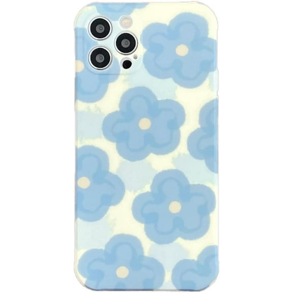Blue Flower Painting Soft for iPhone Case (Blue,iPhone 13)