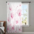 thumbnail image 4 of Pink Spring Floral Sheer Curtains 54 Inches Long, Summer Botanical Watercolor Vintage Light Filering Curtains, Breathable Simi Curtain Privacy Drapes for Kitchen Bathroom Small Window Treatment, 4 of 9