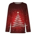 thumbnail image 5 of HOMBOM Womens Long Sleeve Shirts Red Pullover Plus Size Reindeer Crewneck Vintage Christmas Tee Shirts for Female Xmas, 5 of 5