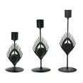 thumbnail image 1 of Candelabro de Metal de 3 piezas, soporte para velas, decoración de plumas negras, adorno de centro de mesa para el hogar y la boda, 1 of 9