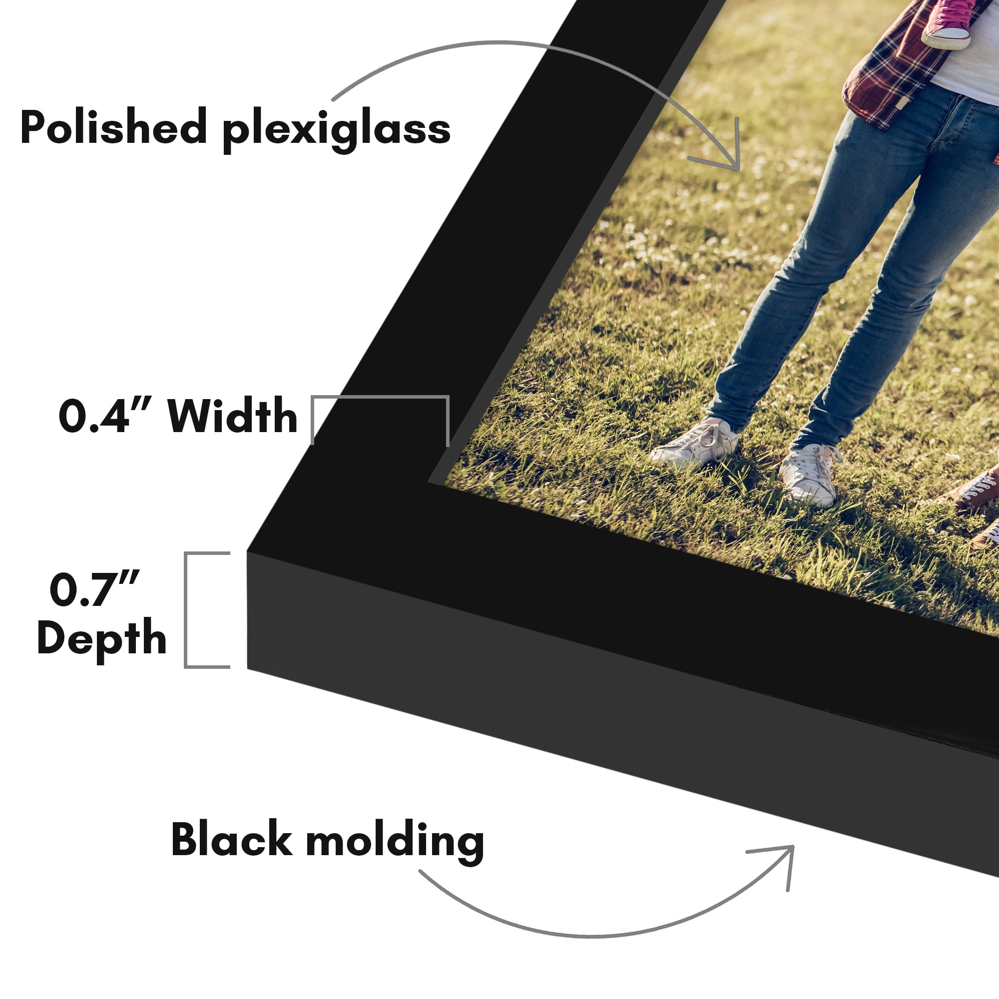 Americanflat 12x17 Picture Frame with Polished Plexiglass Streamline Collection Thin Border Wall - Black