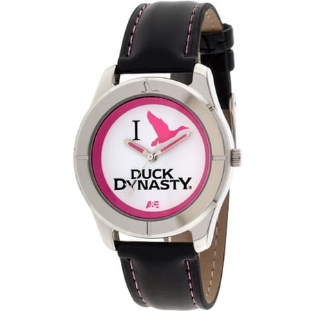 Duck Dynasty Women's "I Love Duck Dynasty" Watch, Black Simulated Leather Strap