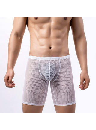 Men Mesh Fishnet Boxer Shorts Underwear Breathable Open Butt Gay