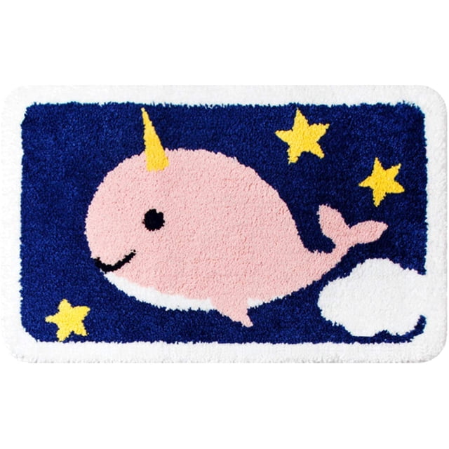 Alfombras de baño Narwhal Ballena Alfombra de baño para baño Antideslizante Suave Absorbente Lavable a máquina, Ducha Baño Decoración Alfombra de baño, 20x31.4 pulgadas, Rosa Xemadio CZJJ-XM68-2