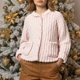 thumbnail image 3 of Women's Striped Knit Cardigan Casual Comfort Stand Collar Loungewear Home Outfit, 3 of 9
