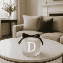 Monogram Scented Candles Silver with Black Gift Bow Frosted Personalized Mirror Monogrammed Letter Candle Gifts 3" in Fitted Box - Letter D
