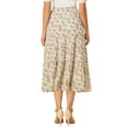 thumbnail image 3 of Unique Bargains Women's Floral Elastic Waist Chiffon Tiered A-Line Maxi Skirt XL White A, 3 of 6