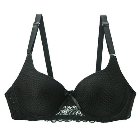 Pavied Push Up Bra Plus Size Bra High Support Bras For Women Adjustable Strap Full Coverage Up Bras Comfortable No Underwire Wireless Bras Balconette Bras Minimizer Bra Black 48D