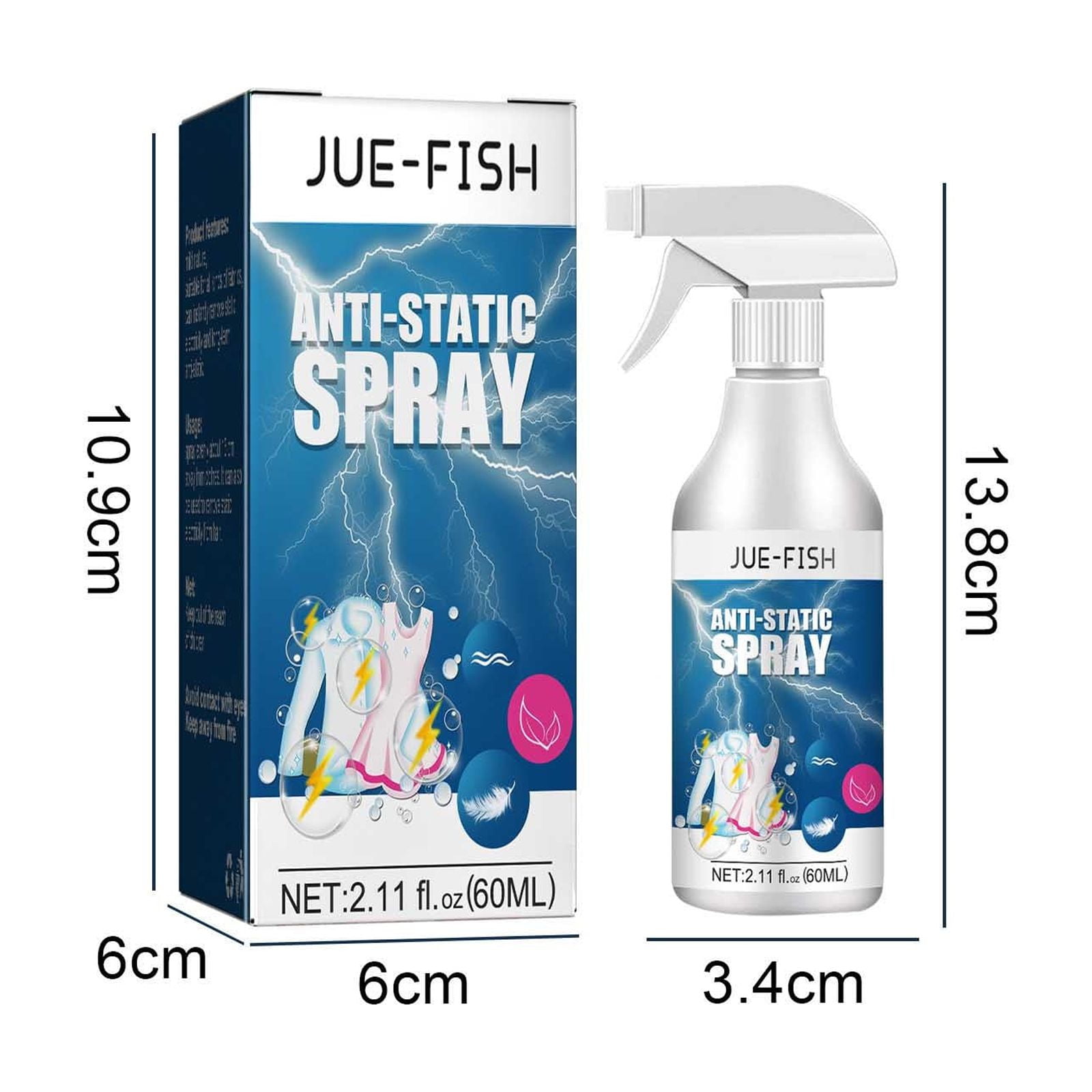 Walmart Anti-Static Spray - Eliminate Static Cling & Control Pet Hair on Clothes, Furniture & Cars, 100ML