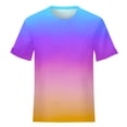 thumbnail image 3 of WEAIXIMIUNG Chemises Boutonnées pour Femmes Lin Blanc Femmes Décontracté Multicolore Dégradé Col Rond Manches Courtes T-Shirt Ample, 3 of 3