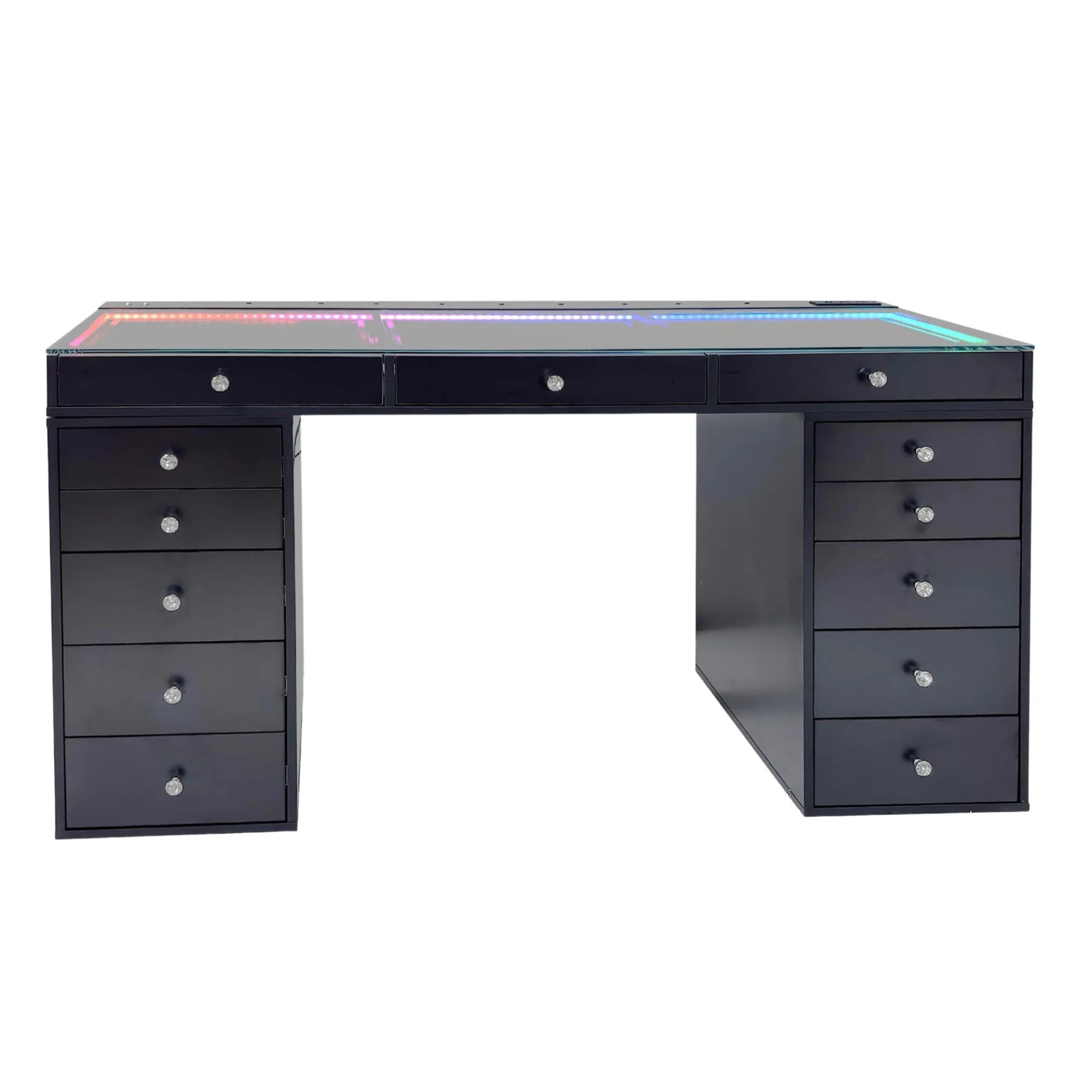 Impressions Vanity SlayStation Radiant Pro 2.0 Vanity Table with RGB Light, Clear View Glass TableTop