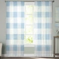 thumbnail image 3 of Buffalo Plaid Blue, Semi Sheer Curtains 63 Inch Length 2 Panels Set, Country French Simple White Lattice Sheer Kitchen Curtain Privacy Voile Window Curtain for Living Room Bedroom Rod Pocket Drapes, 3 of 7