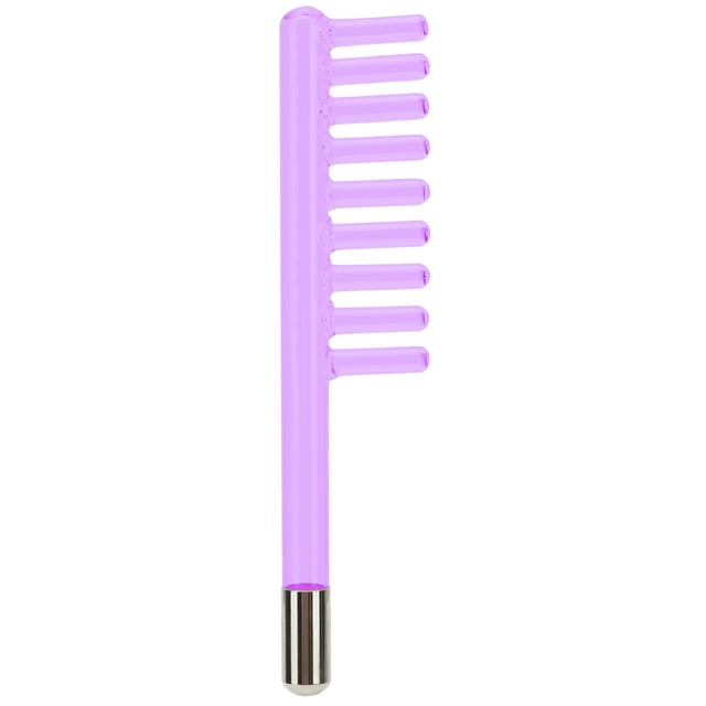 Sonda de vidrio con forma de peine para eliminar la caspa, para instrumento de electroterapia de alta frecuencia, luz púrpura.