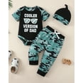 thumbnail image 2 of Kucnuzki Newborn Baby Boys Summer Outfit Sets 6-12 Months Casual Clothes Short Sleeves Romper Letter Print Top Camouflage Pants Sets with Hat 3pcs Clothing Black, 2 of 8