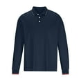 thumbnail image 5 of Miluxas Mens Long Sleeve Polo Shirts Button Casual Tee Collared Work Pullover Shirts Navy, 5 of 5