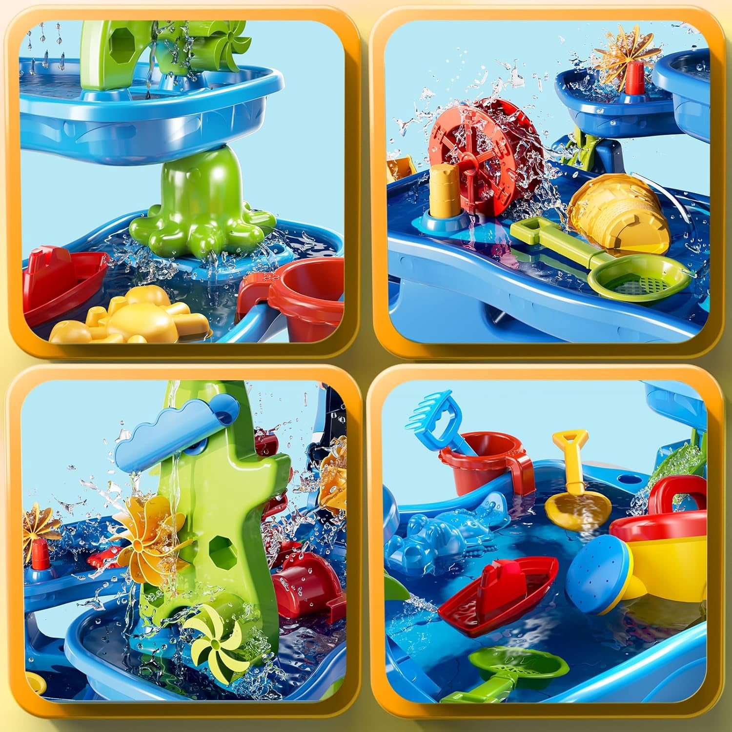 5-Tier Kids Sand and Water Table with Accessories, Outdoor Beach Activity Table for Kids, Summer Backyard Beach Pool Toys for Boys Girls Birthday Gifts