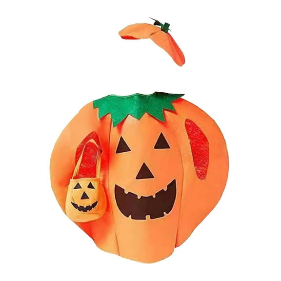 EnJoCho Kids Hallow-een Pumpkin 𝖢ostume 3-Piece Set, Party Clothes with Hat for Children, Festive Cos-play Outfit