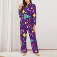 thumbnail image 6 of Rateoe Retro 80s Style Pattern Womens Pajamas Set Long Sleeve Sleepwear Button Down Nightwear Soft Cotton Pj Lounge Sets, 6 of 9