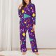 thumbnail image 2 of Balery Retro 80s Style Conjunto de Pijama con Estampado para Mujer, Conjunto de Dos Piezas con Manga Larga, Ropa de Dormir Suave con Bolsillos, Pijamas Cómodos-XX-Large, 2 of 7