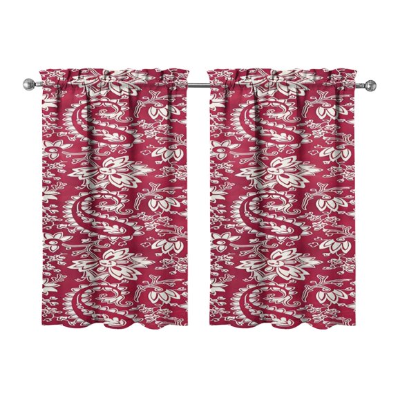 Paisley Design Kitchen Curtains - Vintage Tier Cafe Curtains for Bathroom Living RV Rod Pocket Window Drapes 36 Inch 2 Panels Set 28"x36" Window Treatment Tiers