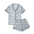 thumbnail image 5 of KLHDSF Womens 2 Piece Pajama Set Short Sleeve Top and Shorts Casual Summer Floral Loungewear Light Blue M, 5 of 7