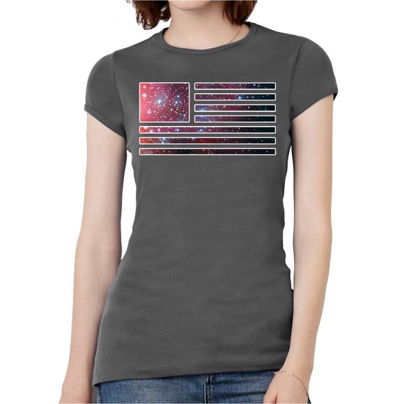 Womens Galaxy US Flag Short-Sleeve T-Shirt - Slate - X-Large