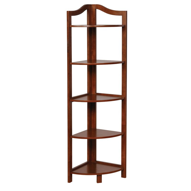 Furniture of America Emery Transitional Wood Corner Ladder Bookcase in Oak