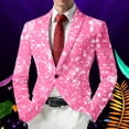 thumbnail image 2 of oqasdz Carnival Mens Blazer Glitter Print Jacket Celebration Stylish Shiny Classic Fit Stretch Dress Coat Daily Formal Outdoor Activities, 2 of 3