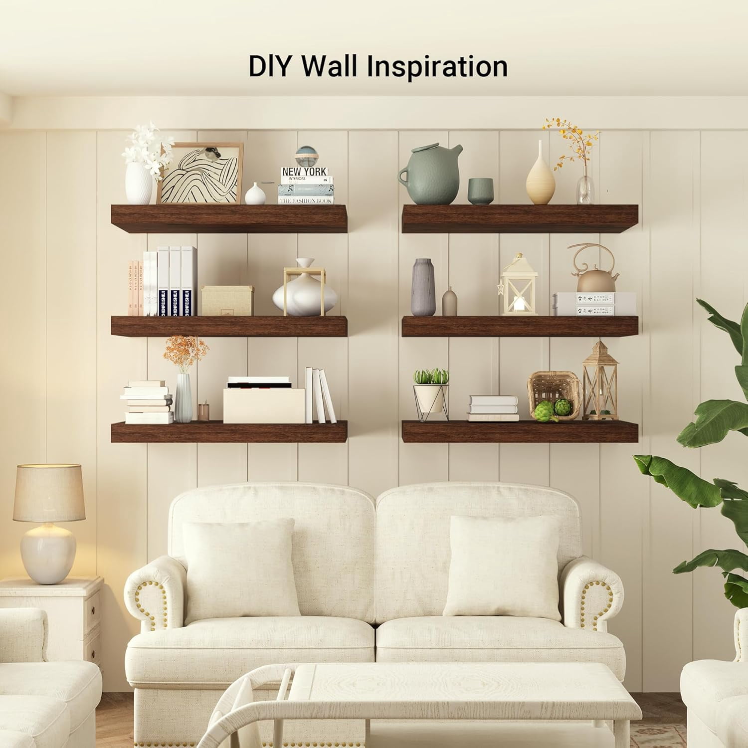 12" Deep Floating Shelves, 36 x 12 Inch Wall Mounted Long Floating Shelf with Invisible Brackets, for Home Decor, Bedroom, Kitchen, Living Room, Bathroom - 1 Pack, Rustic Brown