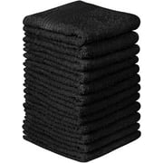 Beauty Threadz Fast Drying, Extra Absorbent, 100% Terry Cotton Washcloths, Black - 500 GSM Quality - Pack of 12