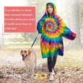 thumbnail image 4 of Colorful Rainbow Tie Dye Spiral Pattern Wearable Oversized Blanket,Wearable Blanket Hoodie for Adults,Cozy Hooded Blankets with Super Pockets,Super Warm Fuzzy Pullover for Women & Men, 4 of 6